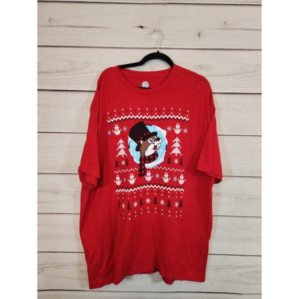 Buc-ee's Unisex "Worth Melting For" Winter Red T-Shirt Short Sleeve Crewneck 2XL